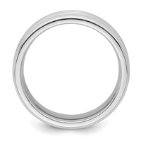 Sterling Silver Rhodium-plated 6mm Brushed Grooved Band Size 7.5