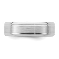 Sterling Silver Rhodium-plated 6mm Brushed Grooved Band Size 10.5