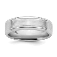 Sterling Silver Rhodium-plated 6mm Brushed Grooved Band Size 11.5