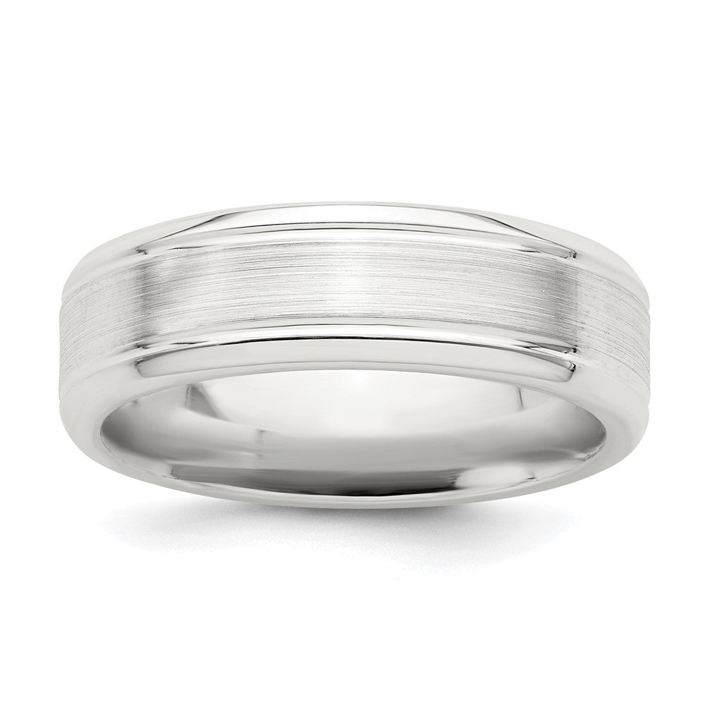 Sterling Silver 6mm Brushed Grooved Band Size 11.5