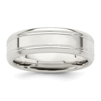 Sterling Silver 6mm Polished Grooved Band Size 10