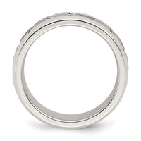 Sterling Silver 6mm Polished Greek Key Flat  Band Size 7.5