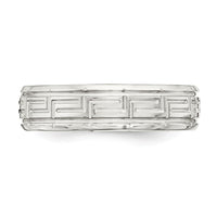 Sterling Silver 6mm Polished Greek Key Flat  Band Size 8.5