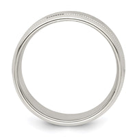 Sterling Silver 8mm Polished Milgrain Band Size 9