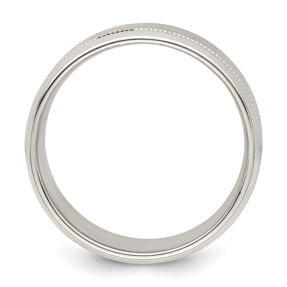 Sterling Silver 8mm Polished Milgrain Band Size 9