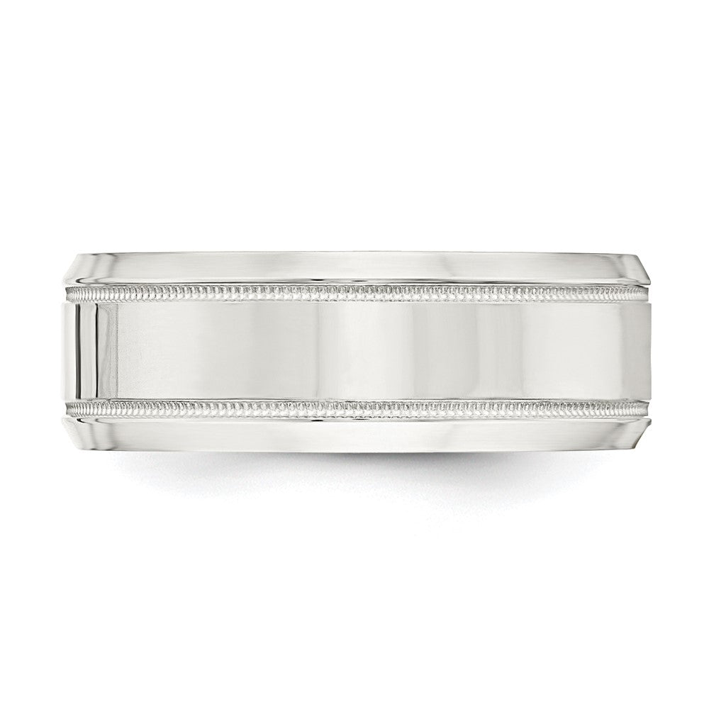 Sterling Silver 8mm Polished Milgrain Band Size 11.5