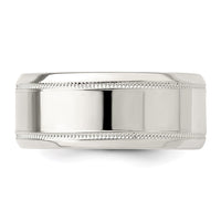 Sterling Silver 8mm Polished Milgrain Band Size 12