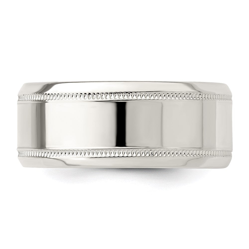 Sterling Silver 8mm Polished Milgrain Band Size 11