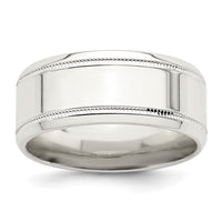 Sterling Silver 8mm Polished Milgrain Band Size 13.5