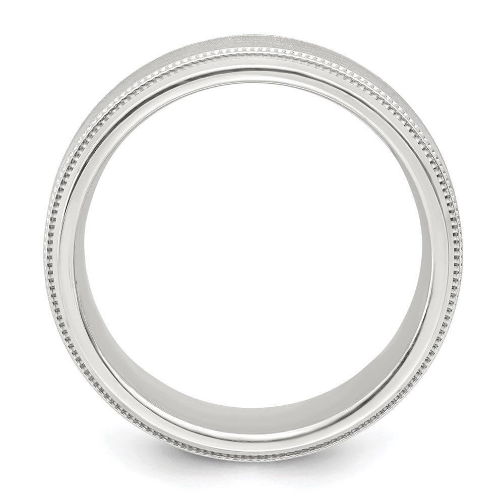 Sterling Silver 8mm Brushed Milgrain Band Size 10.5