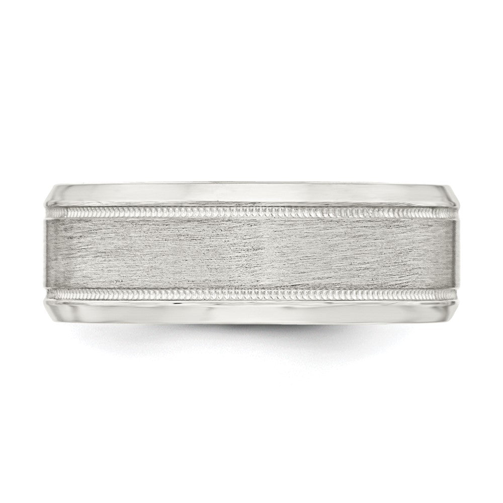 Sterling Silver 8mm Brushed Milgrain Band Size 7