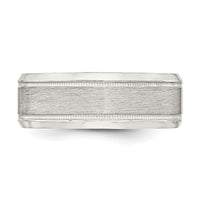 Sterling Silver 8mm Brushed Milgrain Band Size 12