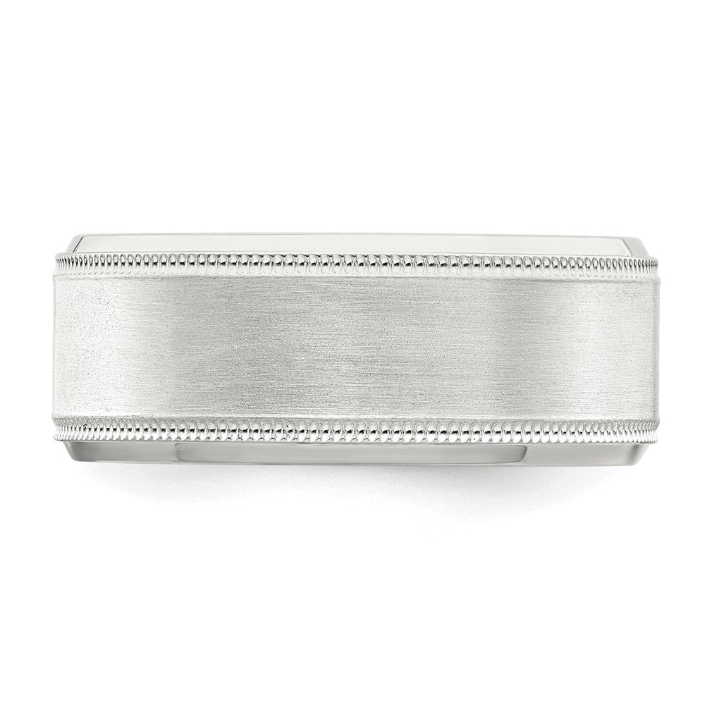 Sterling Silver 8mm Brushed Milgrain Band Size 7.5