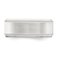 Sterling Silver 8mm Brushed Milgrain Band Size 13.5