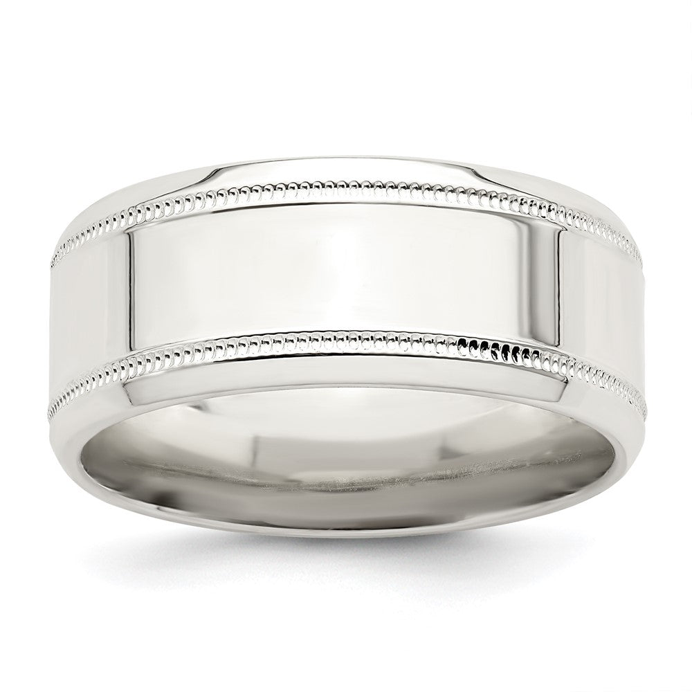 Sterling Silver 8mm Polished Milgrain Band Size 9
