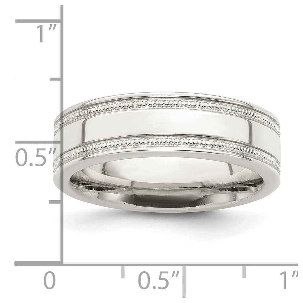 Sterling Silver 6mm Polished Grooved Band Size 8