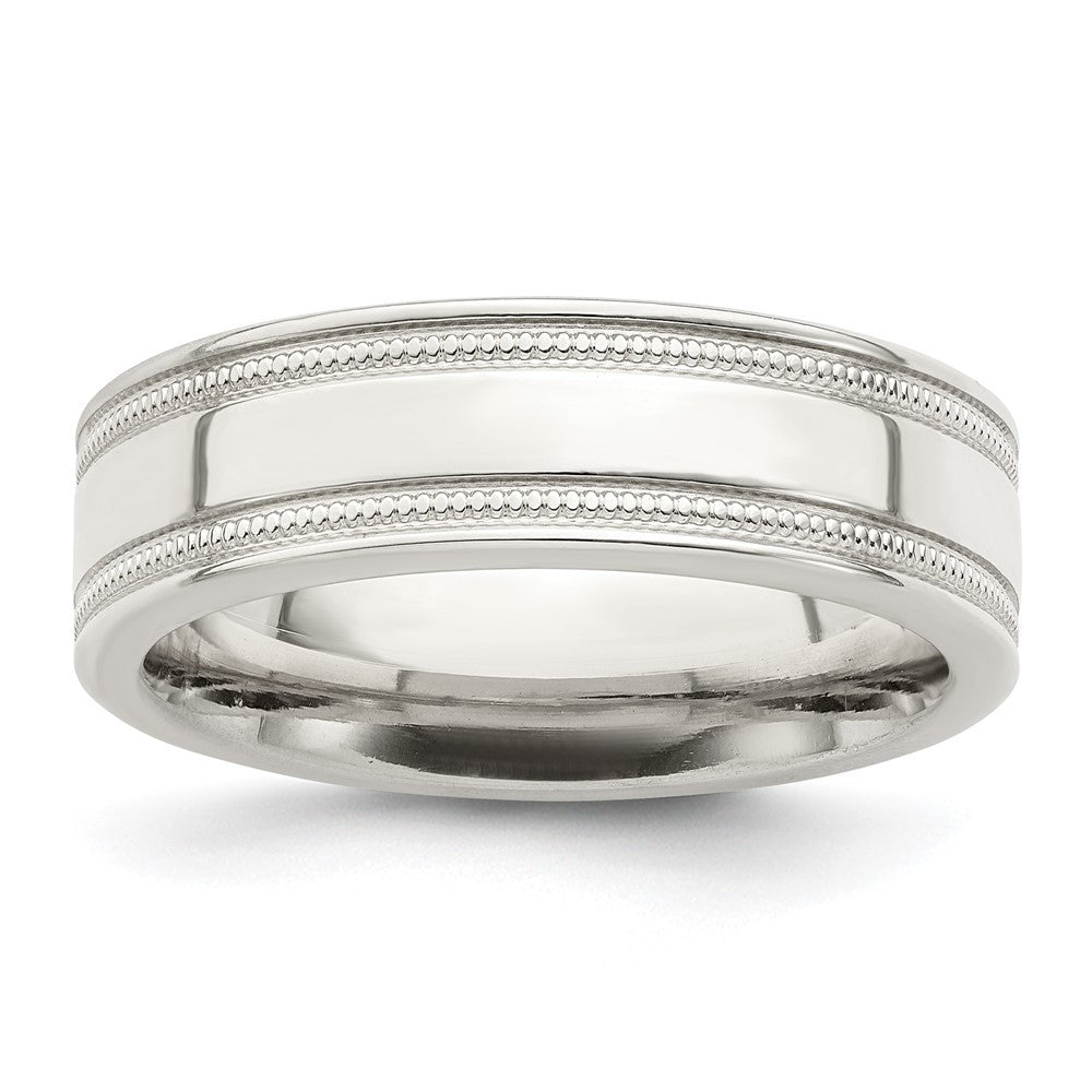 Sterling Silver 6mm Polished Grooved Band Size 7.5