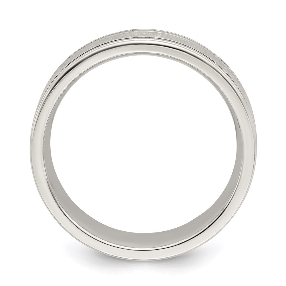 Sterling Silver 6mm Brushed Grooved Band Size 13.5