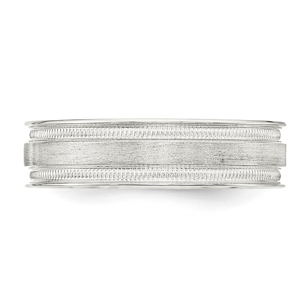 Sterling Silver 6mm Brushed Grooved Band Size 10