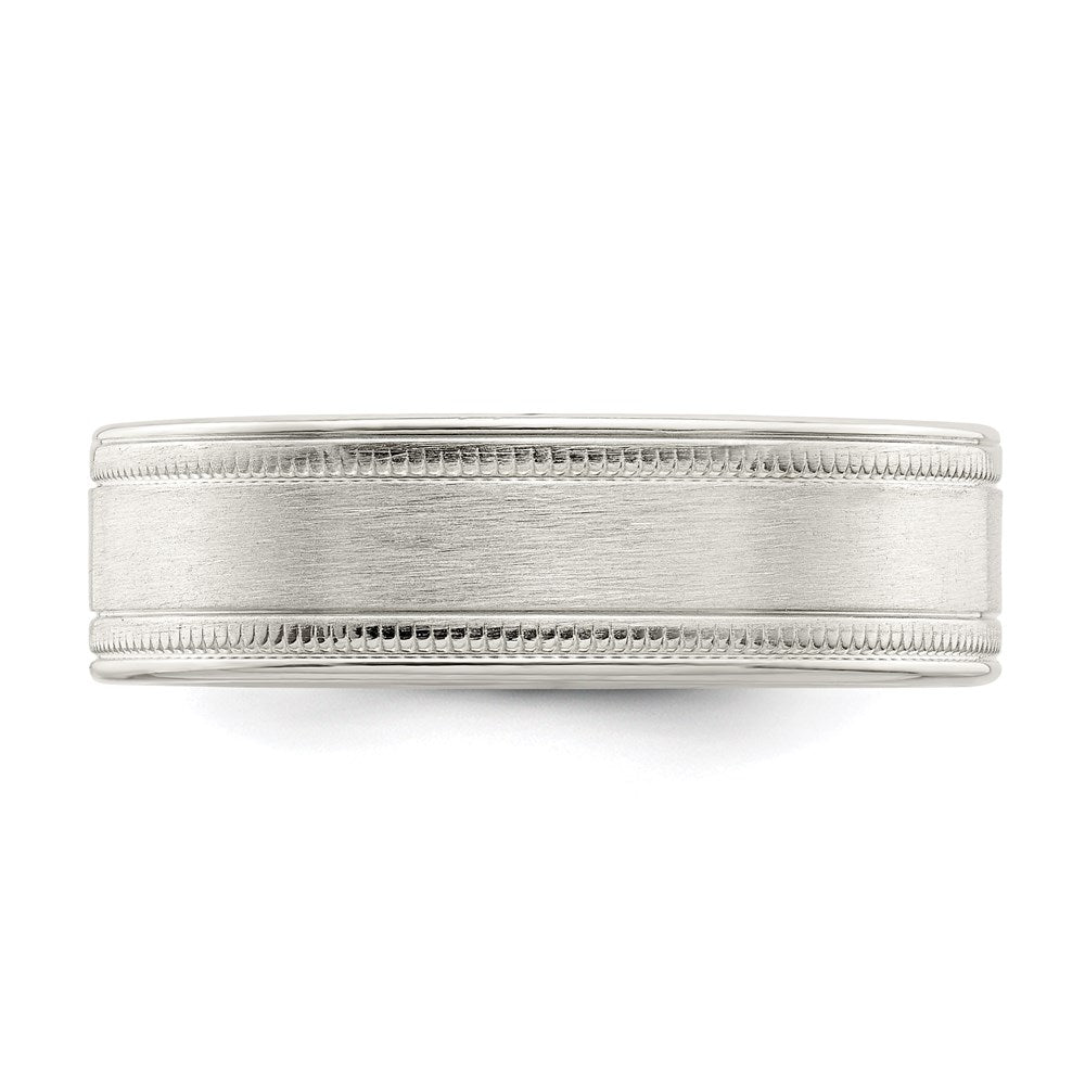 Sterling Silver 6mm Brushed Grooved Band Size 12.5