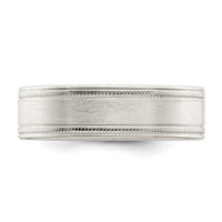 Sterling Silver 6mm Brushed Grooved Band Size 10.5