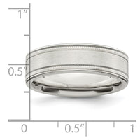Sterling Silver 6mm Brushed Grooved Band Size 13