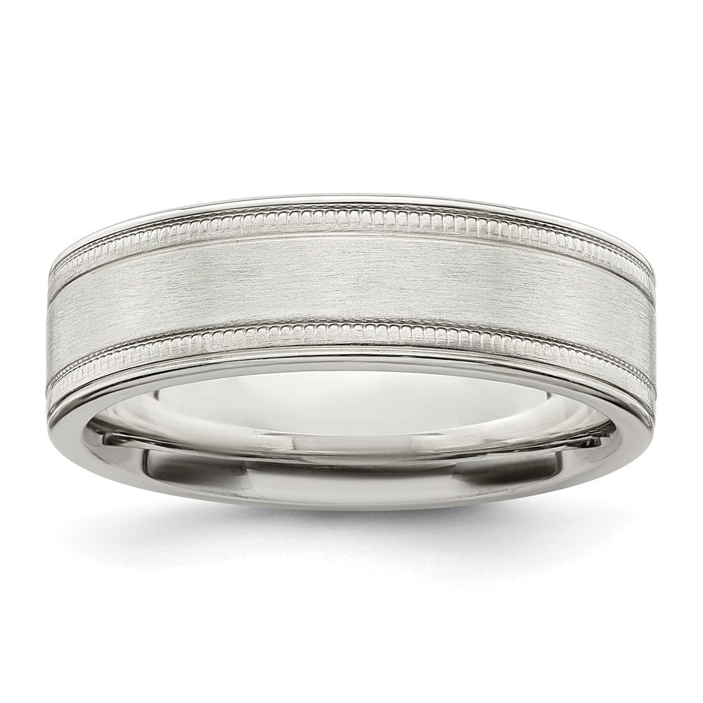 Sterling Silver 6mm Brushed Grooved Band Size 12.5