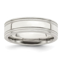 Sterling Silver 6mm Polished Grooved Band Size 8