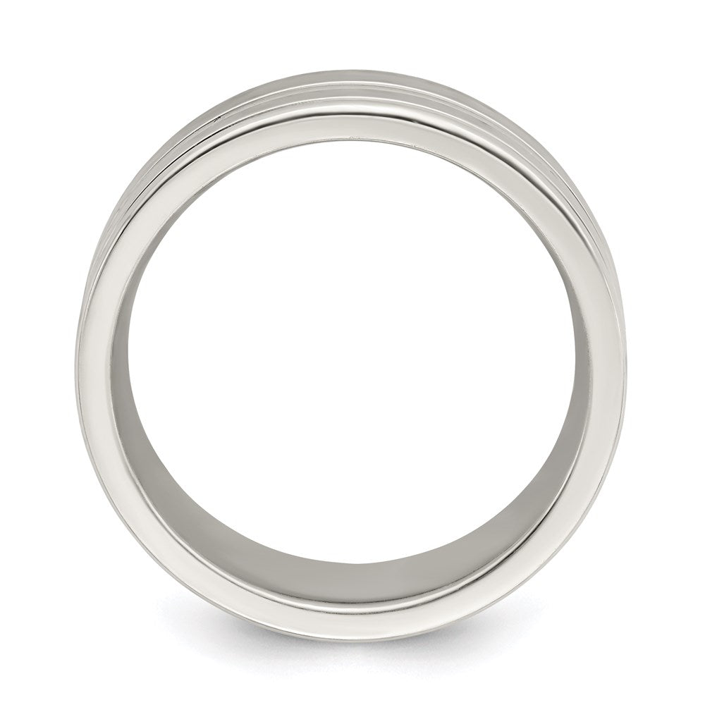 Sterling Silver 8mm Polished Fancy Band Size 13