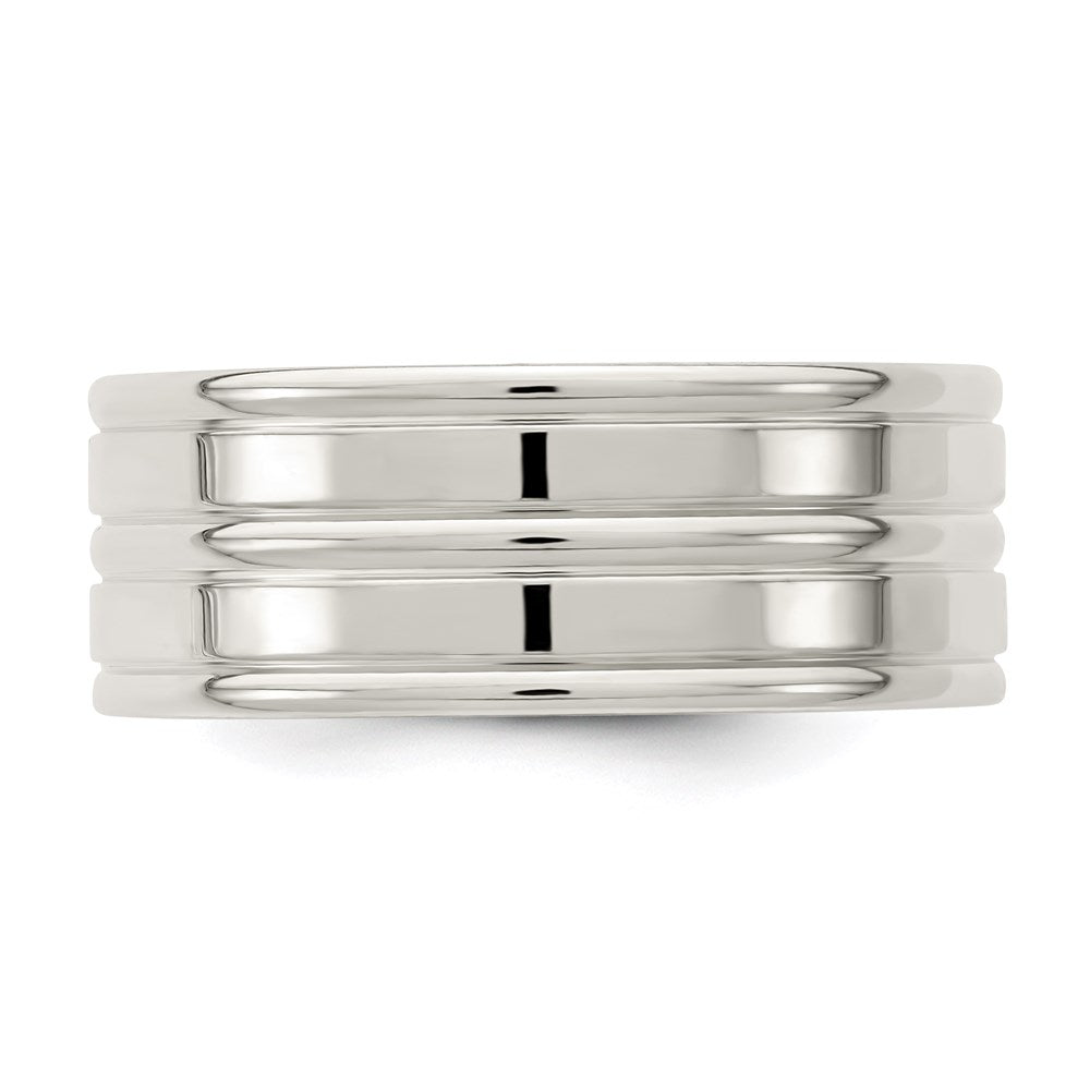 Sterling Silver 8mm Polished Fancy Band Size 7.5