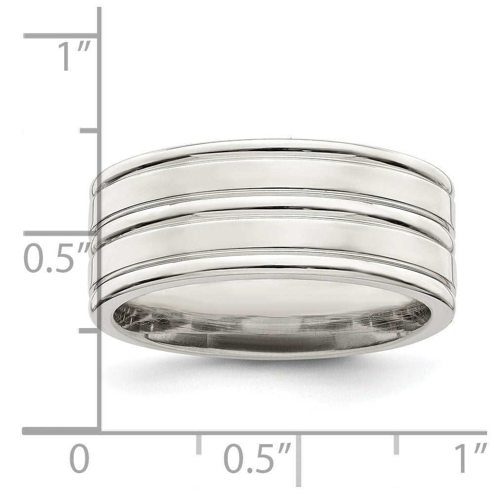 Sterling Silver 8mm Polished Fancy Band Size 8.5