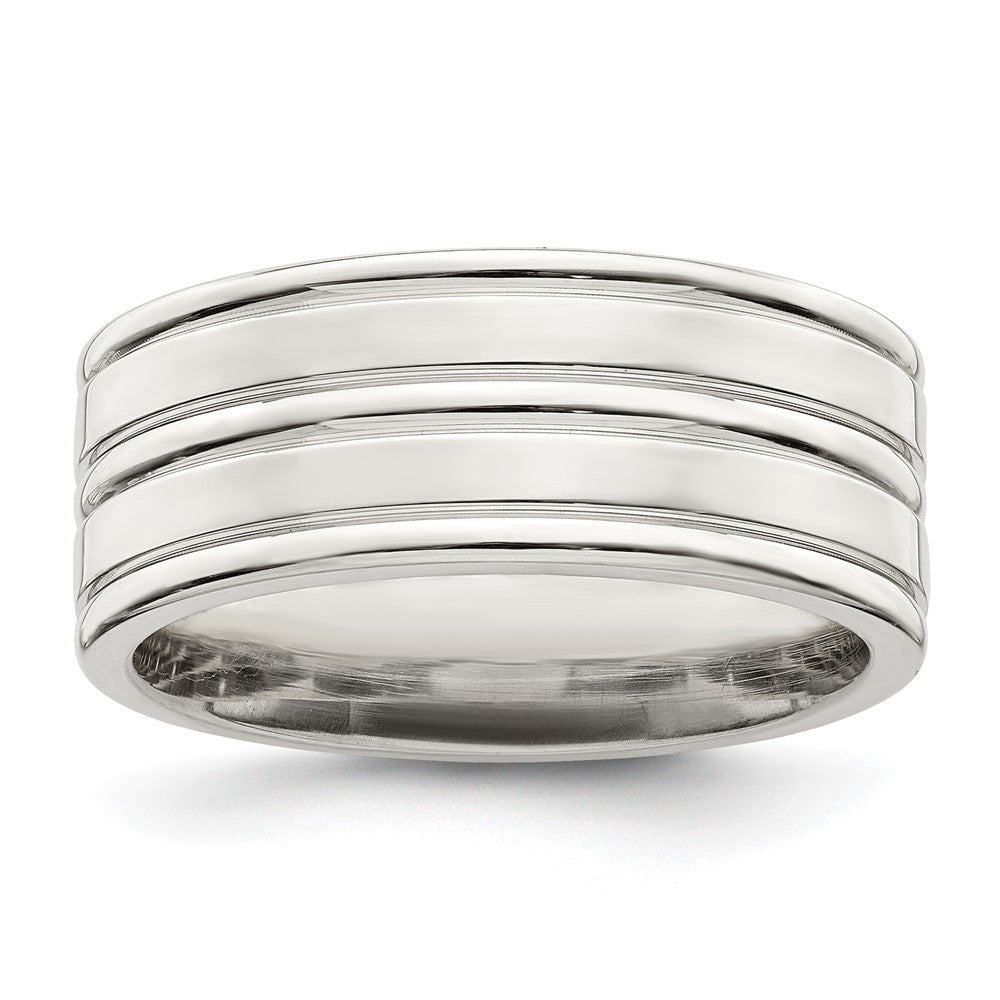 Sterling Silver 8mm Polished Fancy Band Size 7.5