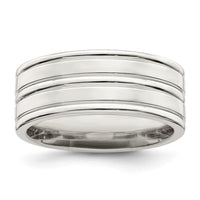 Sterling Silver 8mm Polished Fancy Band Size 8.5