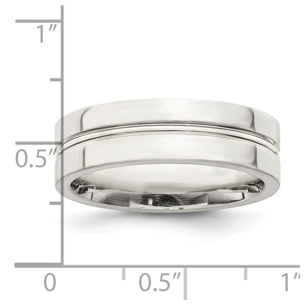 Sterling Silver 6mm Polished Fancy Band Size 10