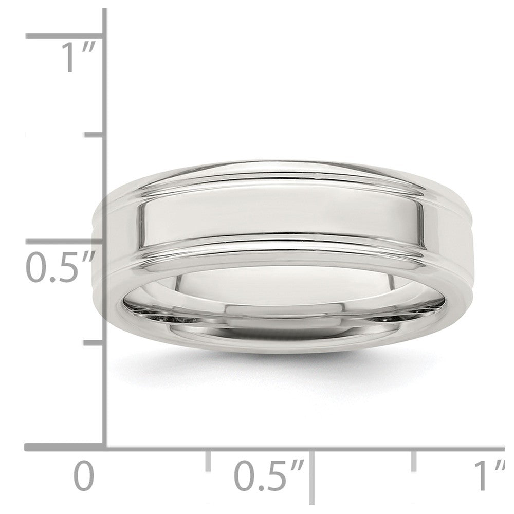 Sterling Silver 6mm Polished Fancy Band Size 12
