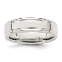 Sterling Silver 6mm Polished Fancy Band Size 11