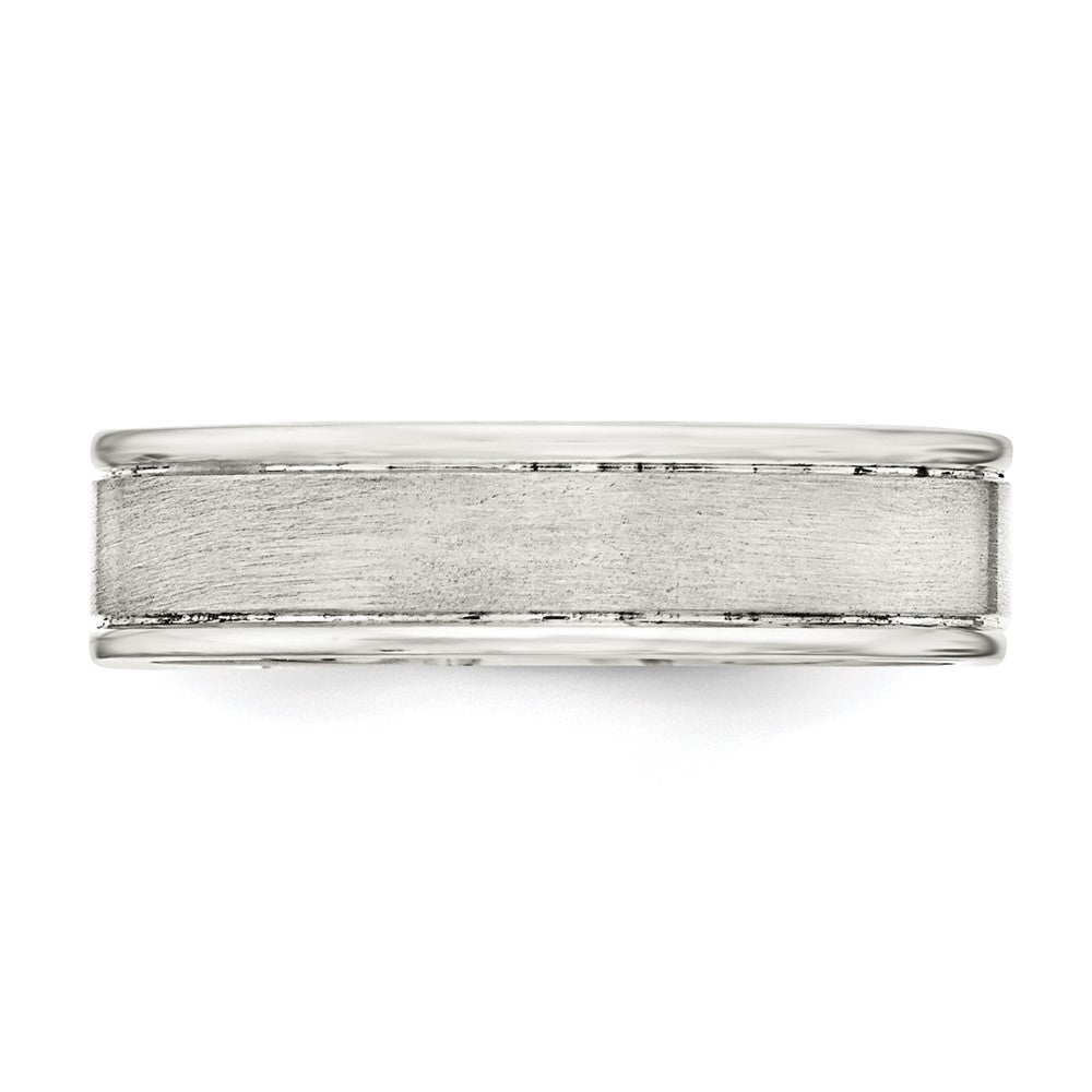 Sterling Silver 6mm Brushed Fancy Band Size 13