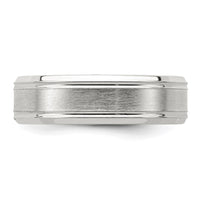 Sterling Silver 6mm Brushed Fancy Band Size 7.5