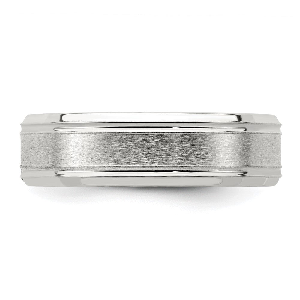 Sterling Silver 6mm Brushed Fancy Band Size 13.5