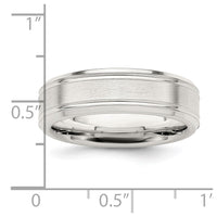 Sterling Silver 6mm Brushed Fancy Band Size 13.5