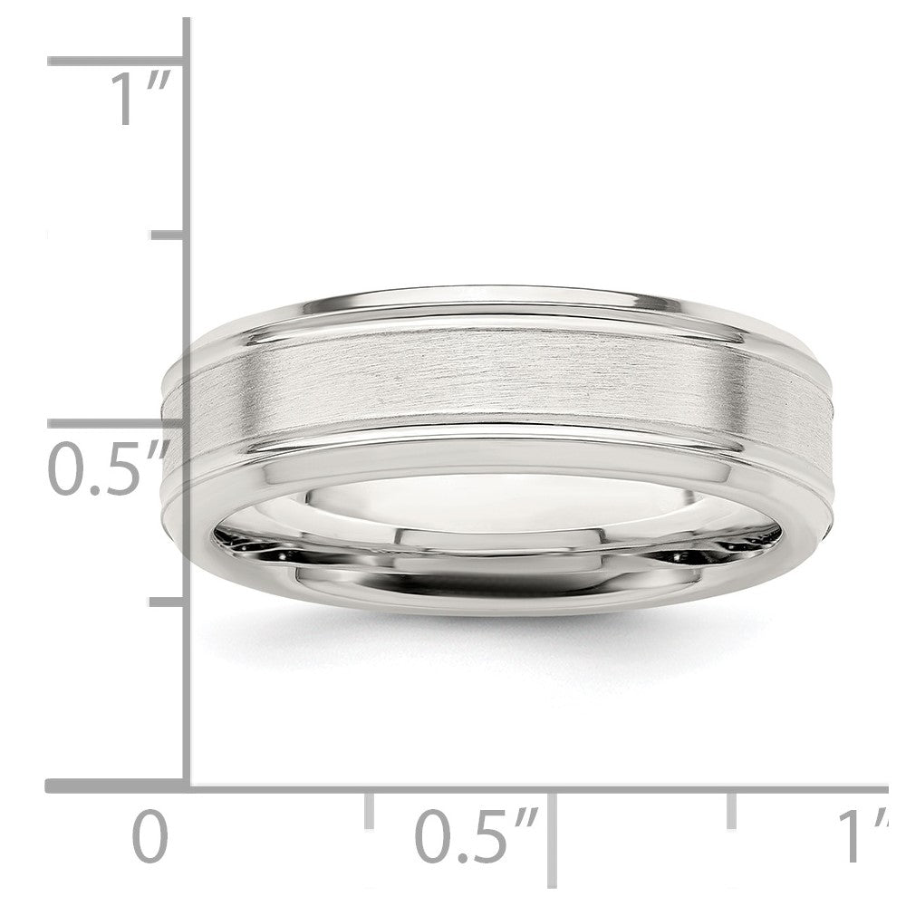 Sterling Silver 6mm Brushed Fancy Band Size 10.5