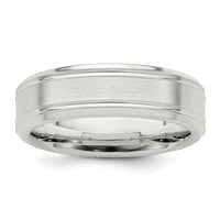 Sterling Silver 6mm Brushed Fancy Band Size 12
