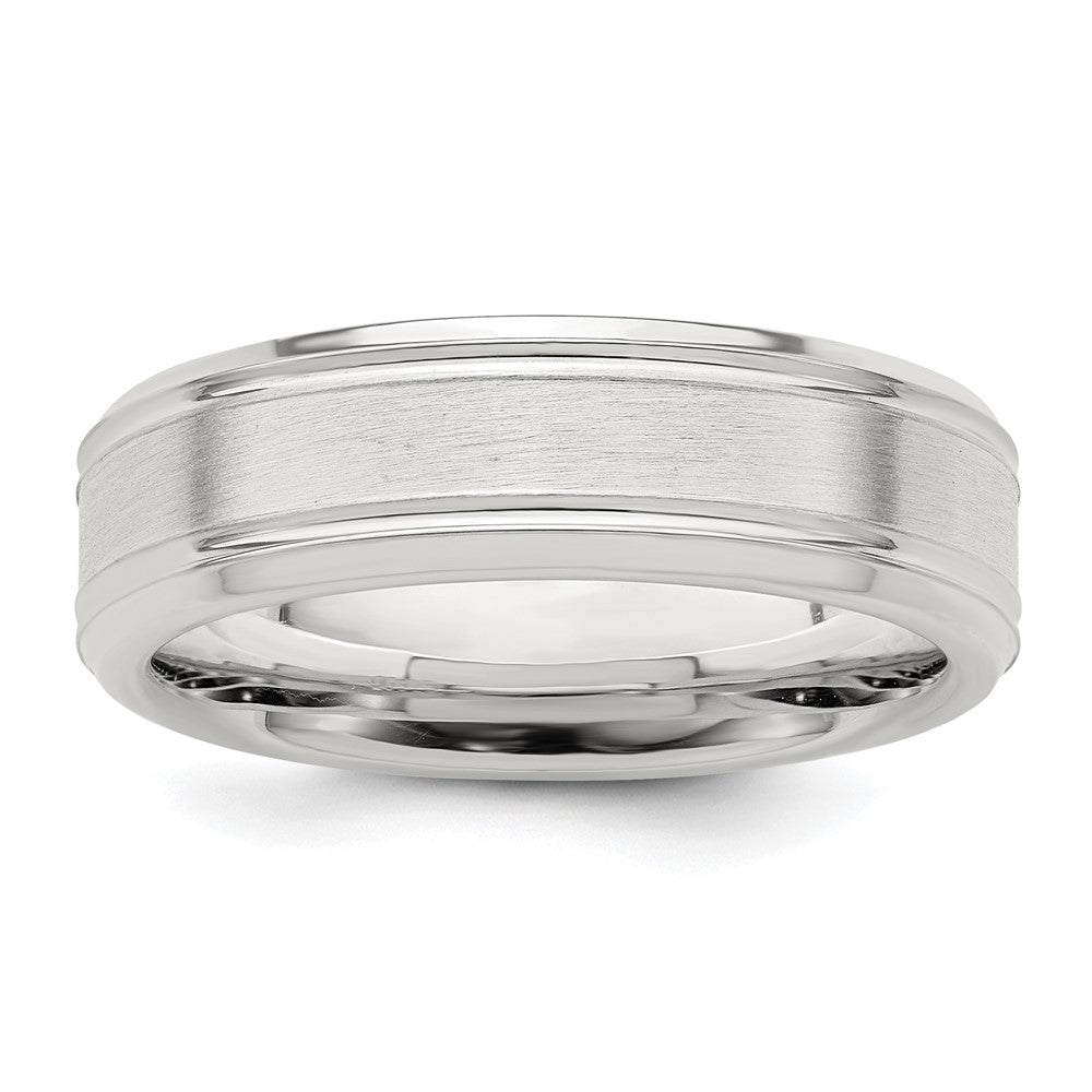Sterling Silver 6mm Brushed Fancy Band Size 10.5