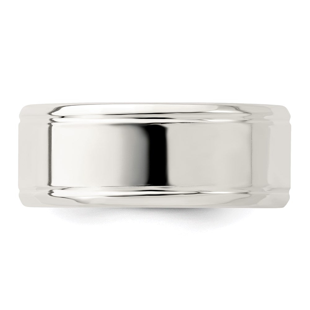 Sterling Silver 8mm Polished Fancy Band Size 8.5