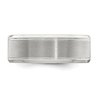 Sterling Silver Rhodium-plated 8mm Brushed Fancy Band Size 13.5