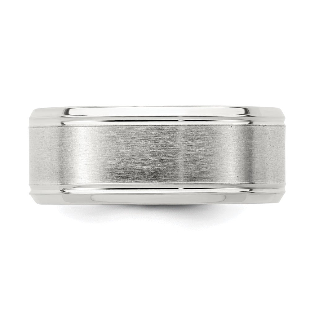 Sterling Silver 8mm Brushed Fancy Band Size 13