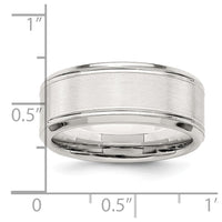 Sterling Silver Rhodium-plated 8mm Brushed Fancy Band Size 13