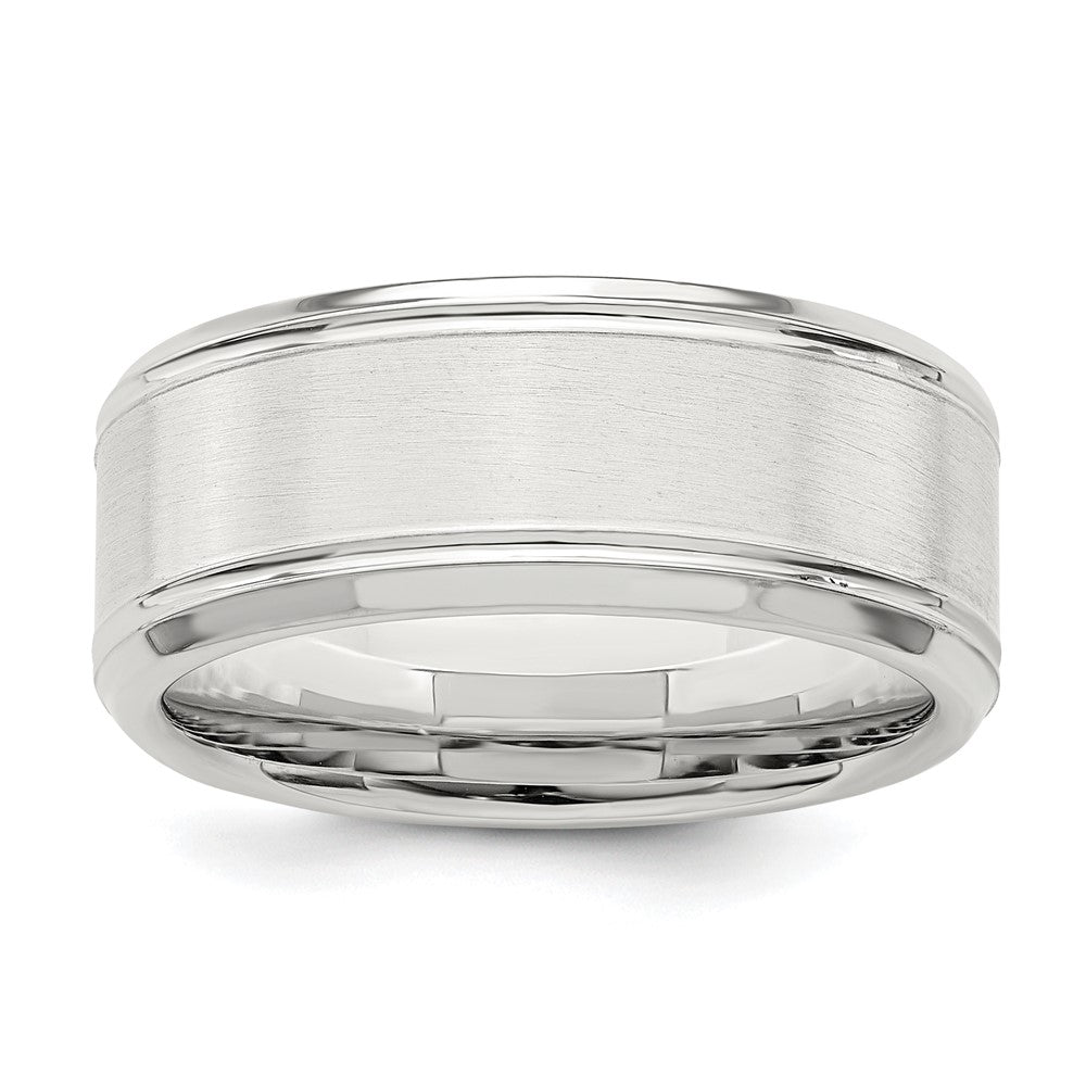 Sterling Silver 8mm Brushed Fancy Band Size 10