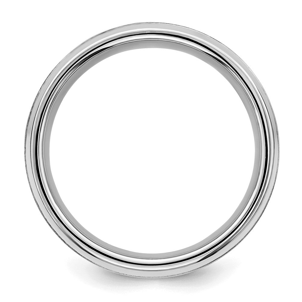 Sterling Silver Rhodium-plated 8mm Brushed Fancy Band Size 10.5