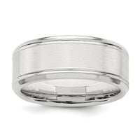Sterling Silver 8mm Brushed Fancy Band Size 13